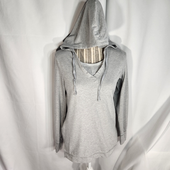 Danskin Now Grey & White Long Sleeve Activewear Hoodie Size Small (4-6) - Picture 1 of 7
